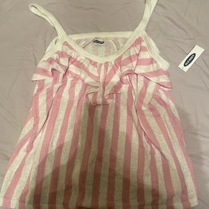 White and purple ruffle tank top